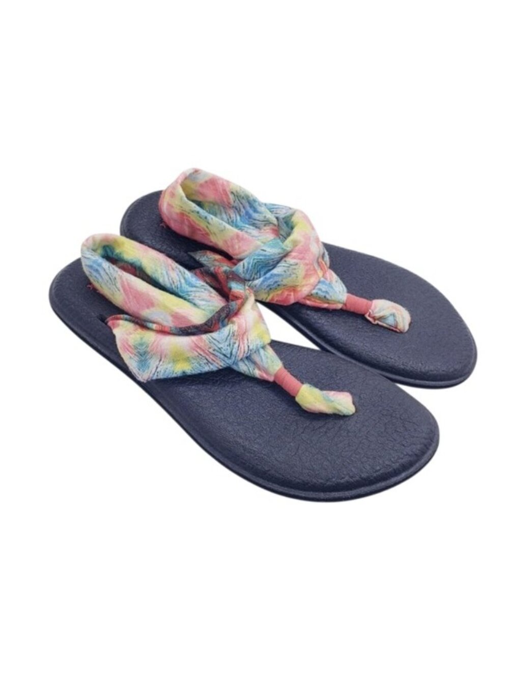 Sanuk Yoga Sling 2 Tie Dye Rainbow Multicolored Cushioned Sandals Women's Size 9